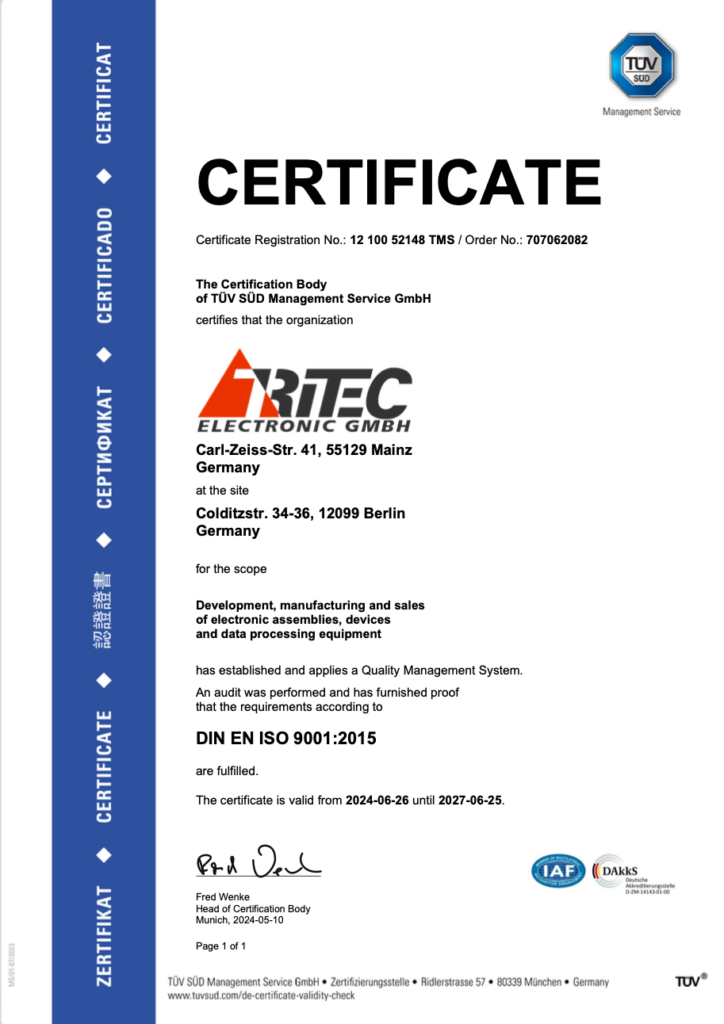 ISO 9001:2015 Certificate valid 2027-06-25